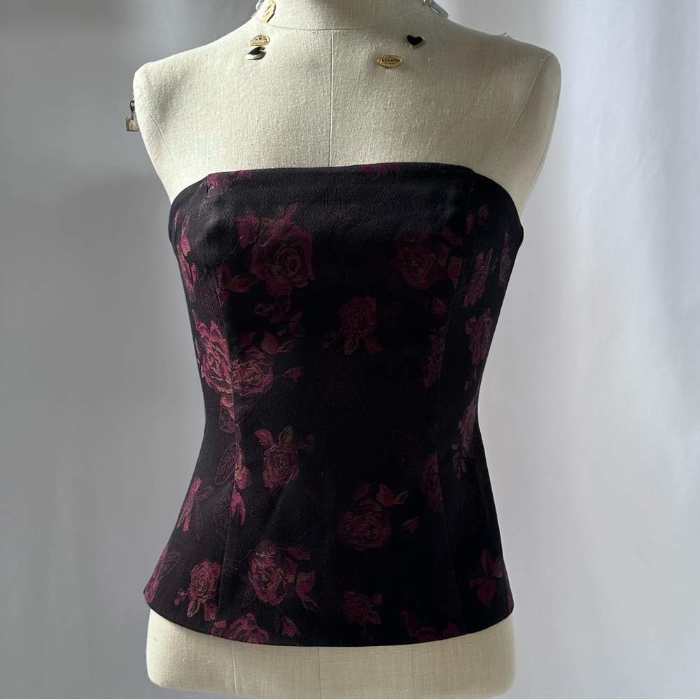 WHBM rose bustier peplum top